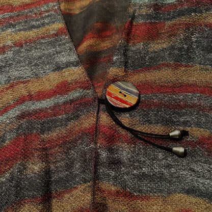 Gray Stripe Wool Ruana
