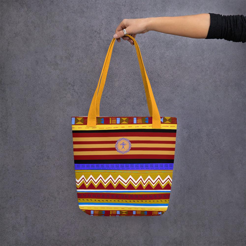 african print tote yellow handle