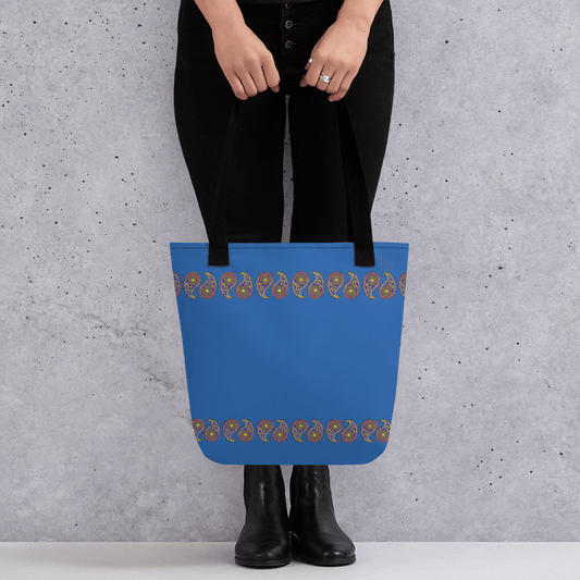 blue paisley tote black