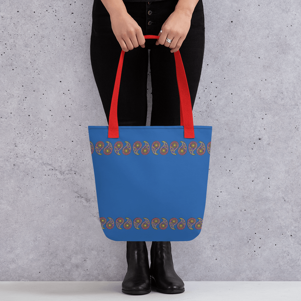 blue paisley tote red